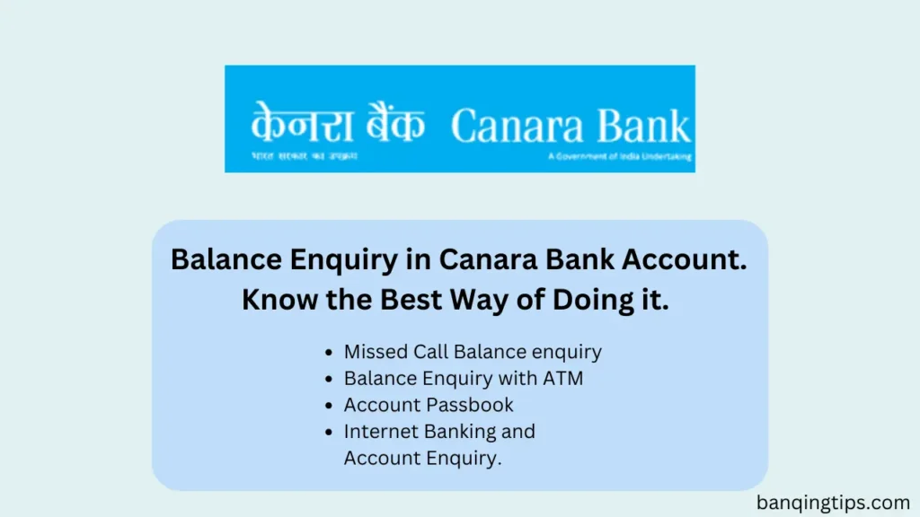 Canara Bank balance enquiry number